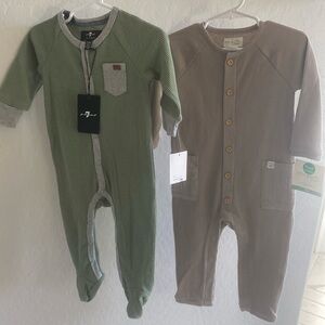 Green and beige onsie